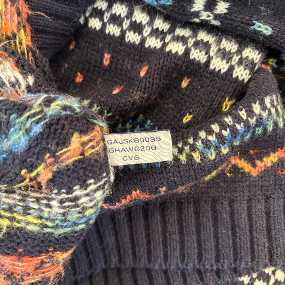 Bass Fair Isle Navy Multicolored Winter Long Sleeve Sweater XL